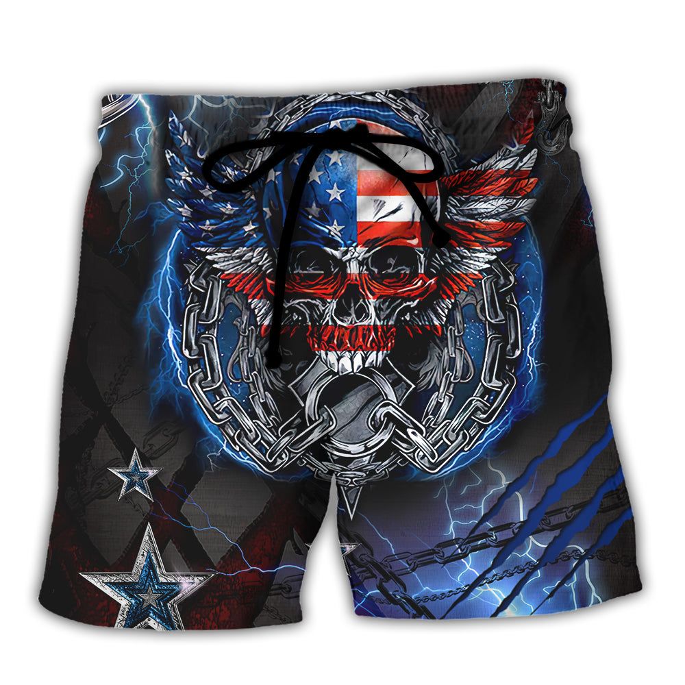Skull America Live It Love It Or Get The Hell Out Trendy Aloha Hawaiian Beach Shorts