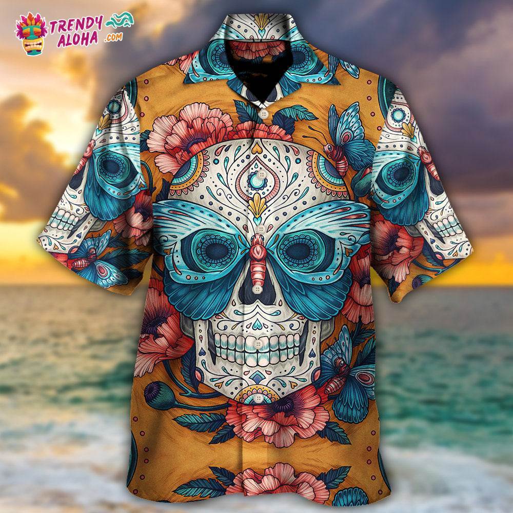 Skull And Butterfly Abstract Vintage Colorful Hawaiian Shirt – Trendy Aloha