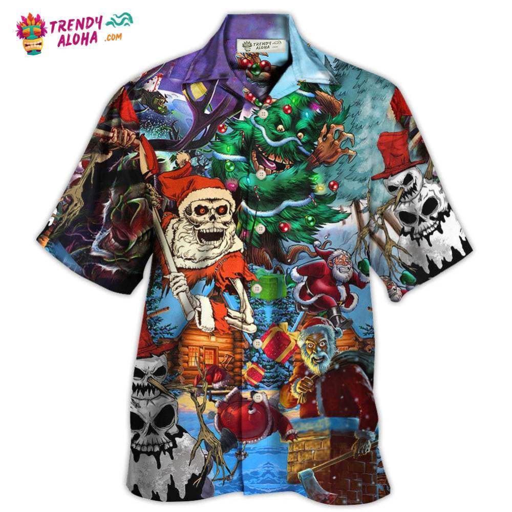 Skull And Christmas Scary Style Hawaiian Shirt – Trendy Aloha Skull And Christmas Scary Style Hawaiian Shirt – Trendy Aloha