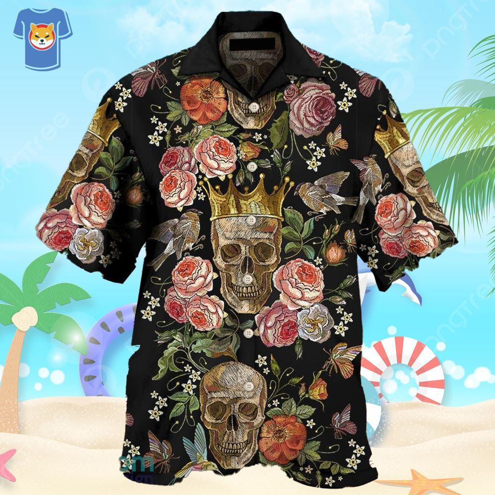 Skull And Flowers Art Hawaiian Shirt For Men And Women Skull And Flowers Art Hawaiian Shirt For Men And Women