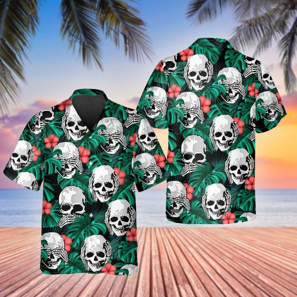 Skull And Moths Tropical Style Hawaiian 3D Hawaii Shirt, Skull 3D Hawaii Shirt For Men, Women