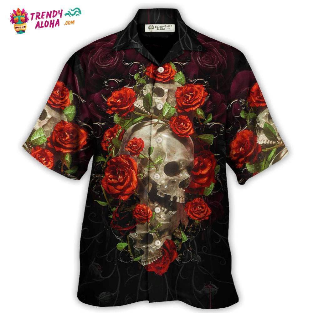 Skull And Roses Art Hawaiian Shirt – Trendy Aloha Skull And Roses Art Hawaiian Shirt – Trendy Aloha