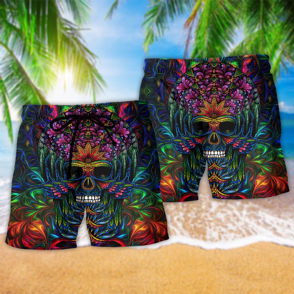 Skull Awesome So Amazing Trendy Aloha Hawaiian Beach Shorts