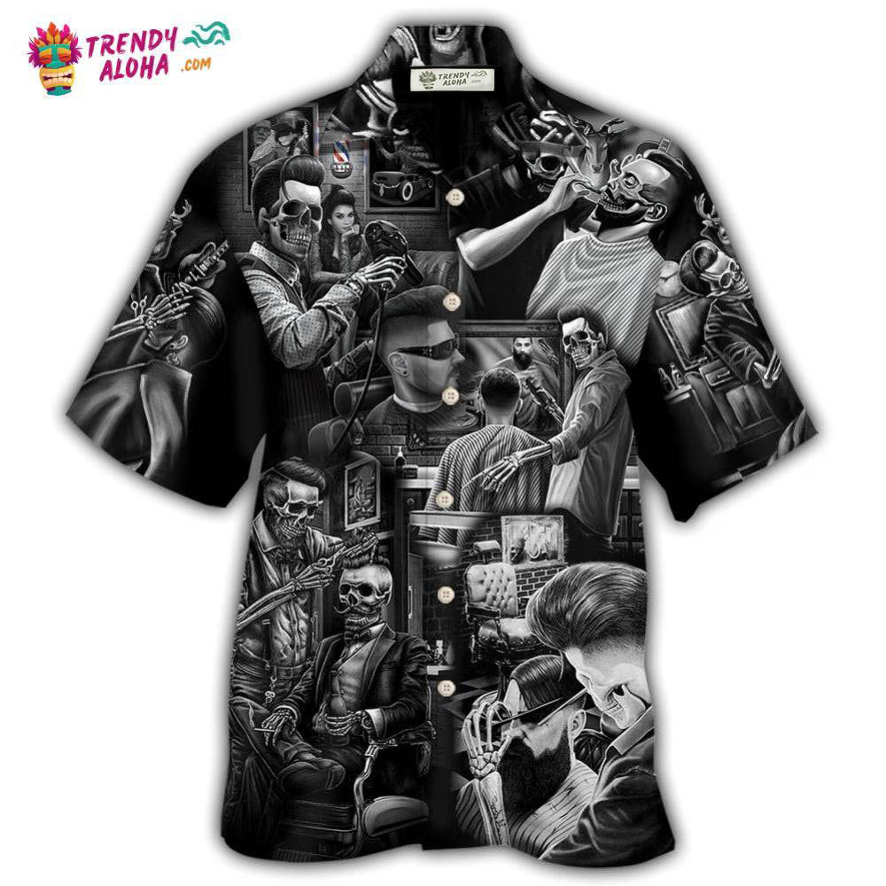 Skull Barber Hairdresser Style Hawaiian Shirt – Trendy Aloha Skull Barber Hairdresser Style Hawaiian Shirt – Trendy Aloha
