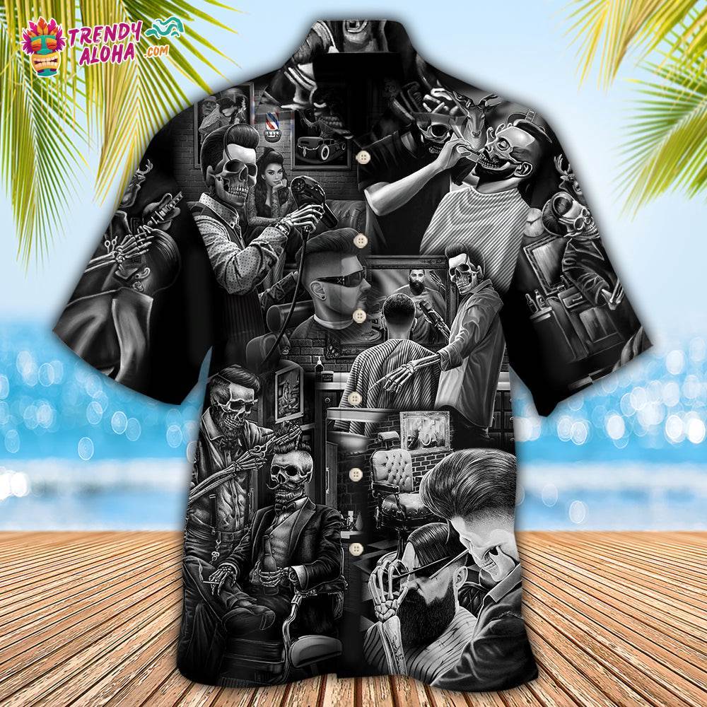 Skull Barber Hairdresser Style Hawaiian Shirt – Trendy Aloha