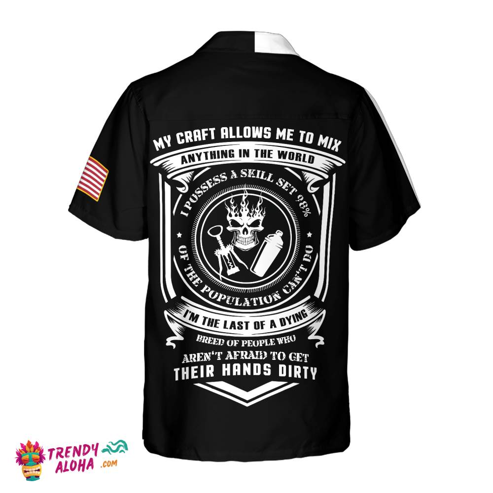 Skull Bartender Black Shirt Hawaiian Shirt
