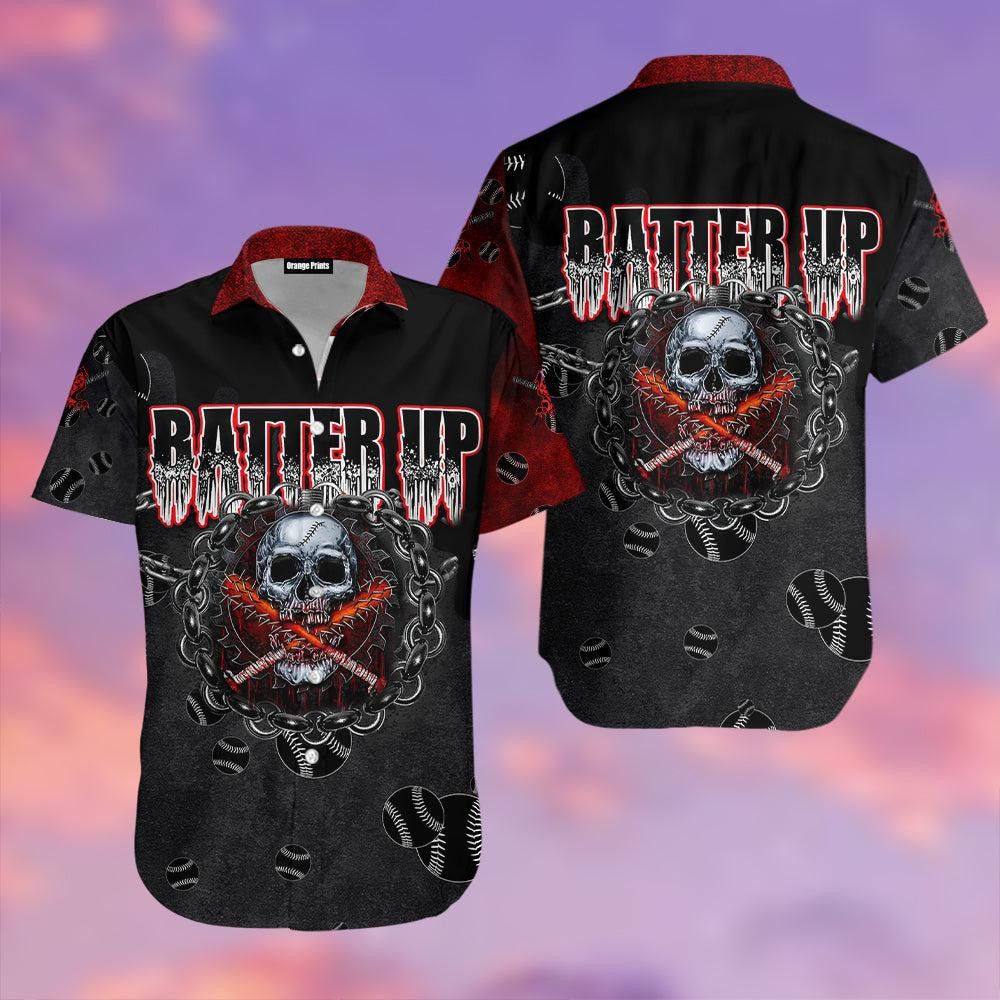 Skull Baseball Batter Up Trendy Hawaiian Shirt For