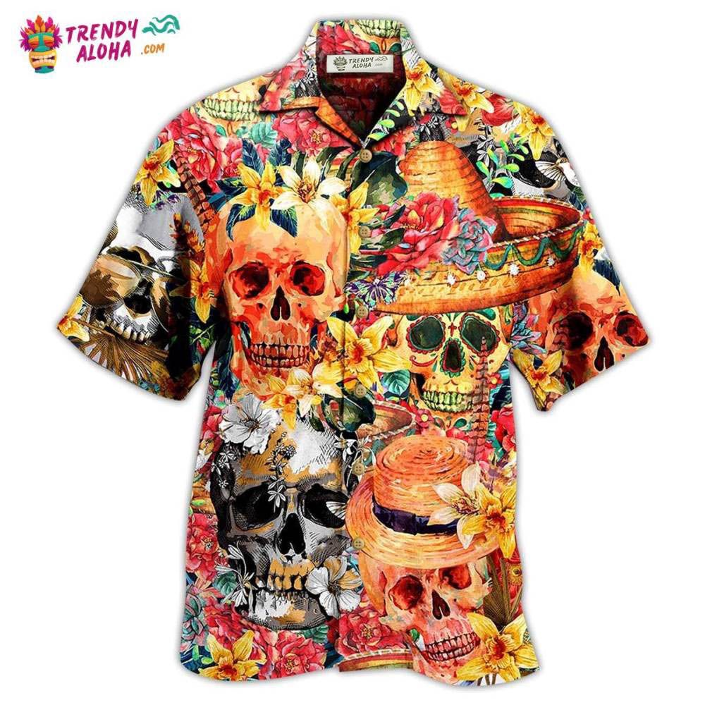 Skull Beautiful And Flowers Hawaiian Shirt – Trendy Aloha