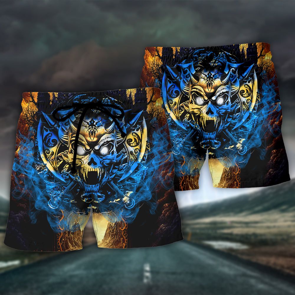 Skull Blue Fire My Give A Fuck Is Broken But My Go Fuck Yourself Is Fully Functional Trendy Aloha Hawaiian Beach Shorts