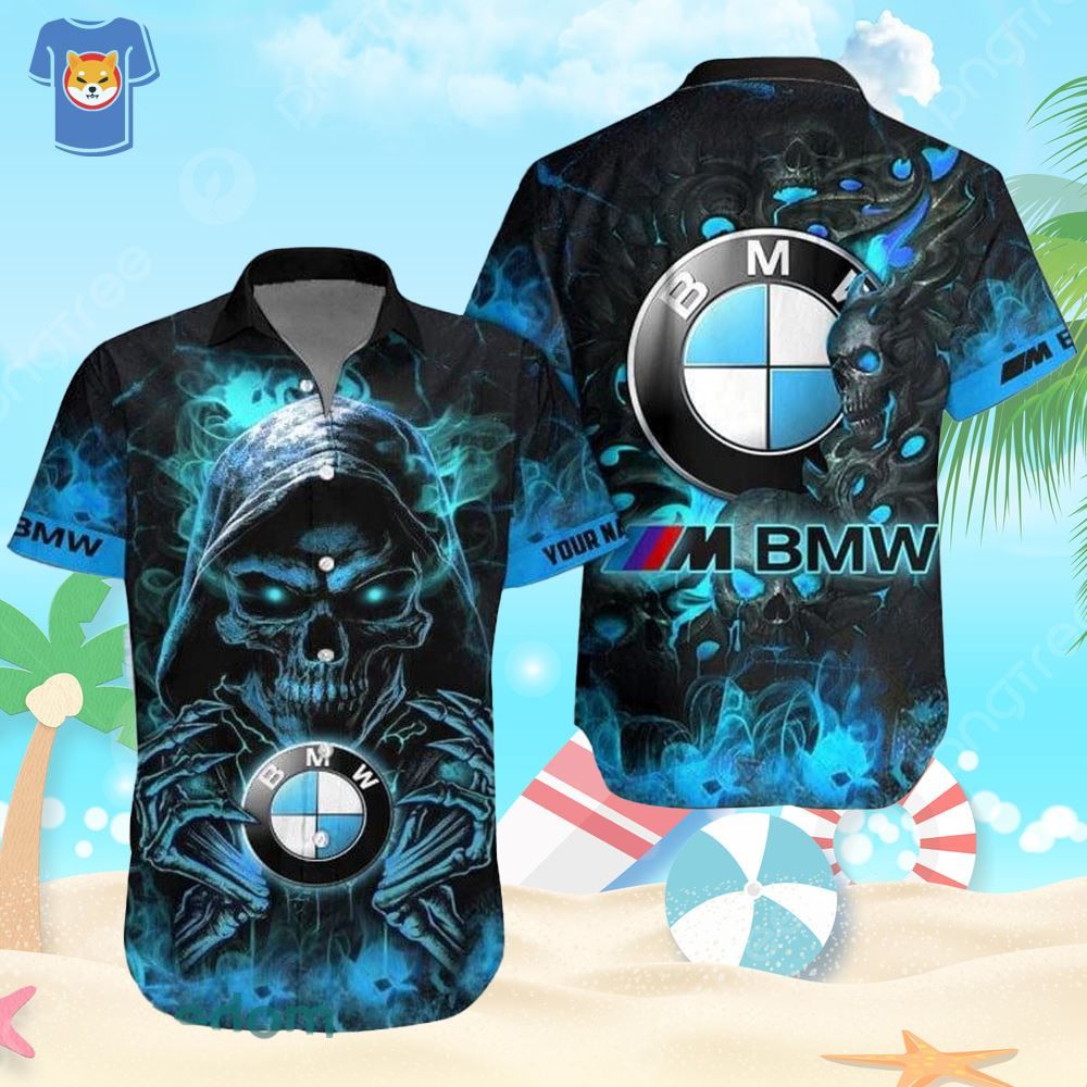 Skull Bmw M Logo Hawaiian Shirt Bmw M Custom Name Shirt For Men And Women