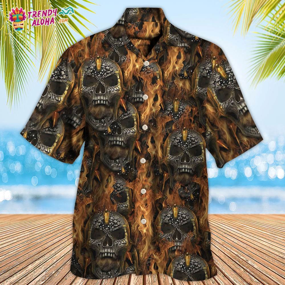 Skull Bullet Head Shot Fire Hawaiian Shirt – Trendy Aloha