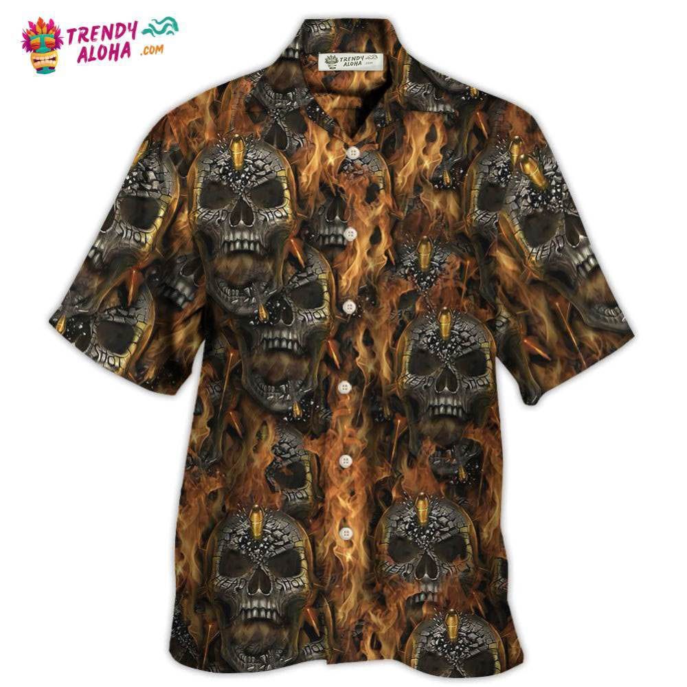 Skull Bullet Head Shot Fire Hawaiian Shirt – Trendy Aloha Skull Bullet Head Shot Fire Hawaiian Shirt – Trendy Aloha