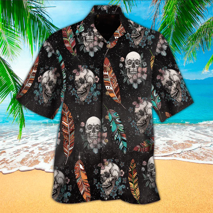 Skull Butterfly Tropical Aloha Trendy Hawaiian Shirts, Skull Trendy Hawaiian Shirt For Skull Lovers, Hawaii Shirt Men