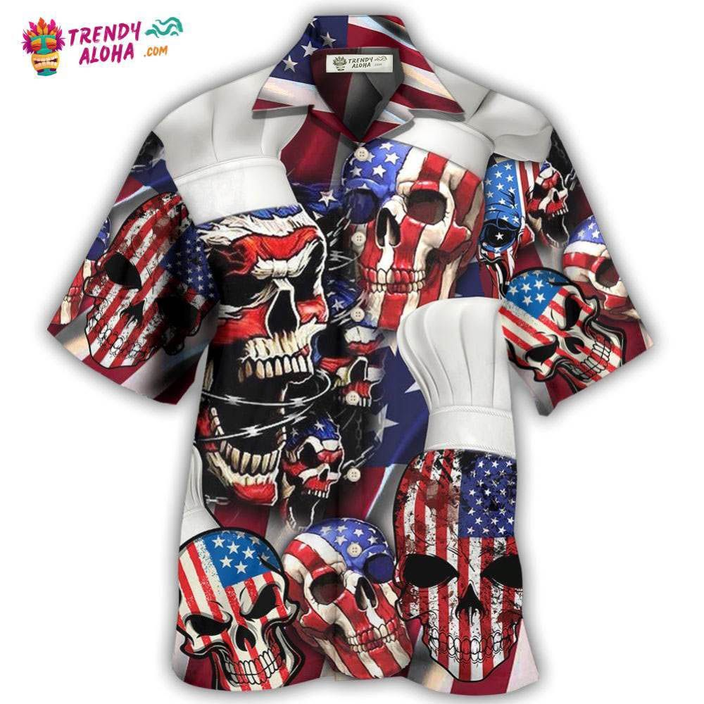 Skull Chef America Independence Day Hawaiian Shirt – Trendy Aloha Skull Chef America Independence Day Hawaiian Shirt – Trendy Aloha