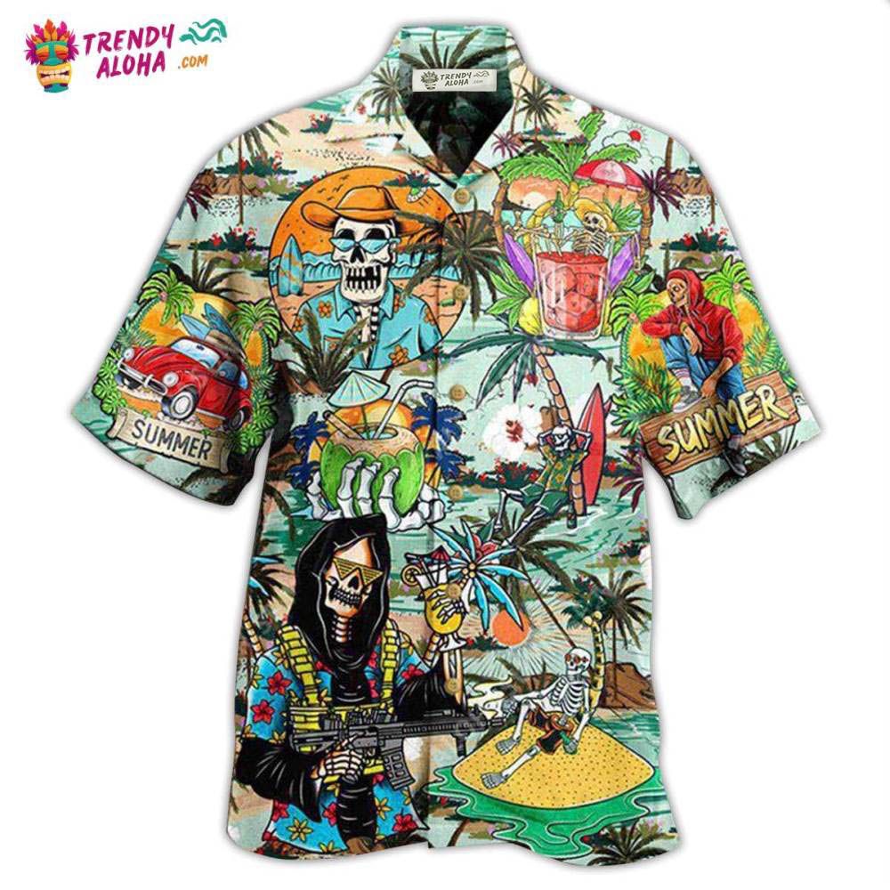 Skull Chill Out Summer Beach Hawaiian Shirt – Trendy Aloha