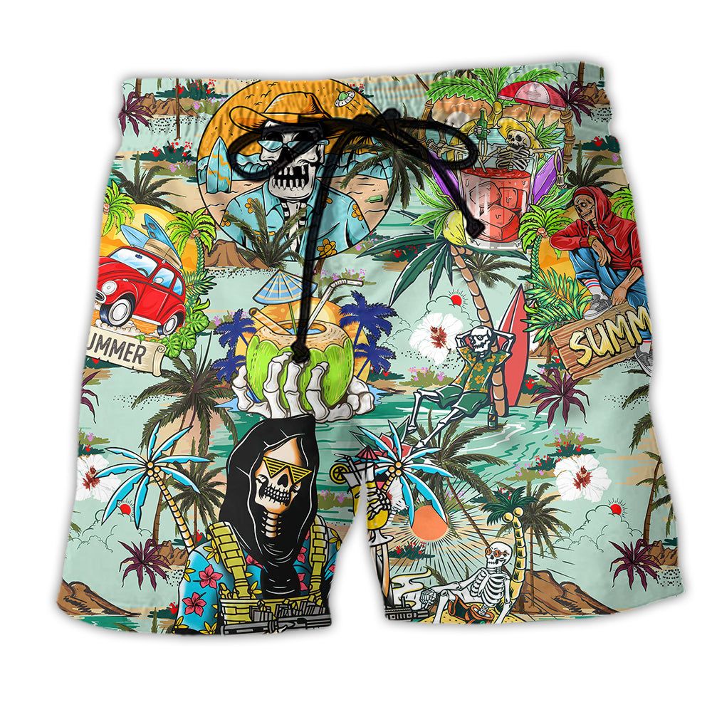 Skull Chill Out Summer Beach Tropical Trendy Aloha Hawaiian Beach Shorts Skull Chill Out Summer Beach Tropical Trendy Aloha Hawaiian Beach Shorts