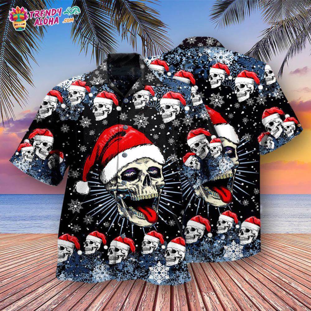 Skull Christmas On The Naughty Listand I Regret Nothing Hawaiian Shirt – Trendy Aloha