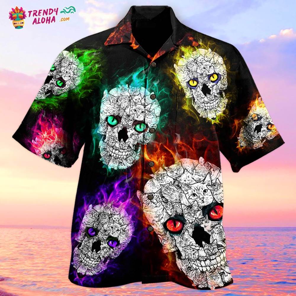 Skull Color Smile Say Hi Hawaiian Shirt – Trendy Aloha