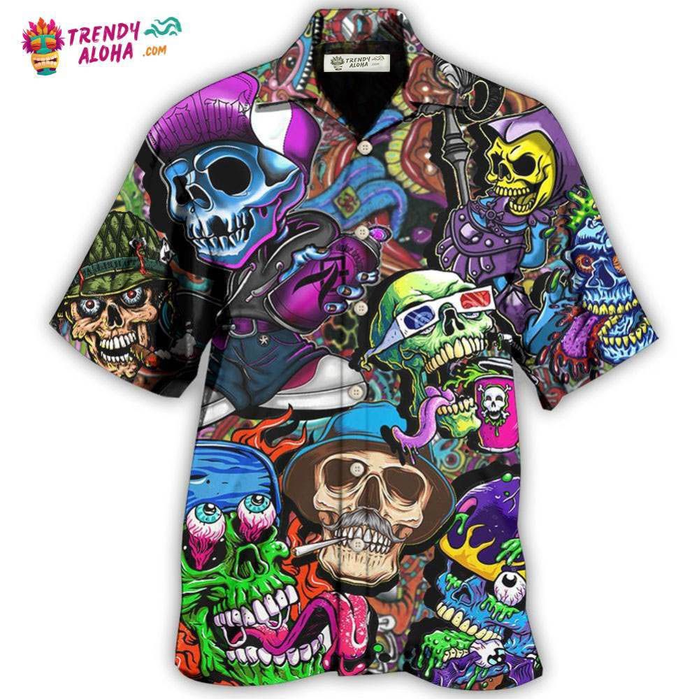 Skull Colorful Mix Hawaiian Shirt – Trendy Aloha