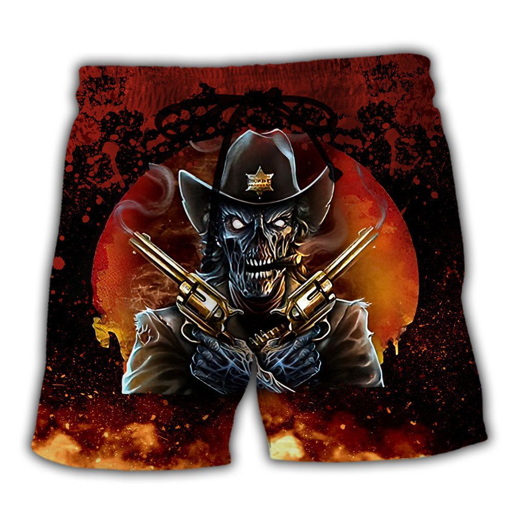 Skull Cowboy I’M Your Huckleberry Trendy Aloha Hawaiian Beach Shorts Skull Cowboy I’M Your Huckleberry Trendy Aloha Hawaiian Beach Shorts