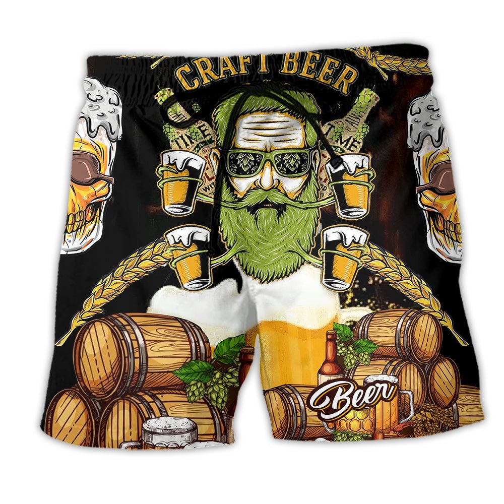 Skull Craft Beer So Cool Trendy Aloha Hawaiian Beach Shorts