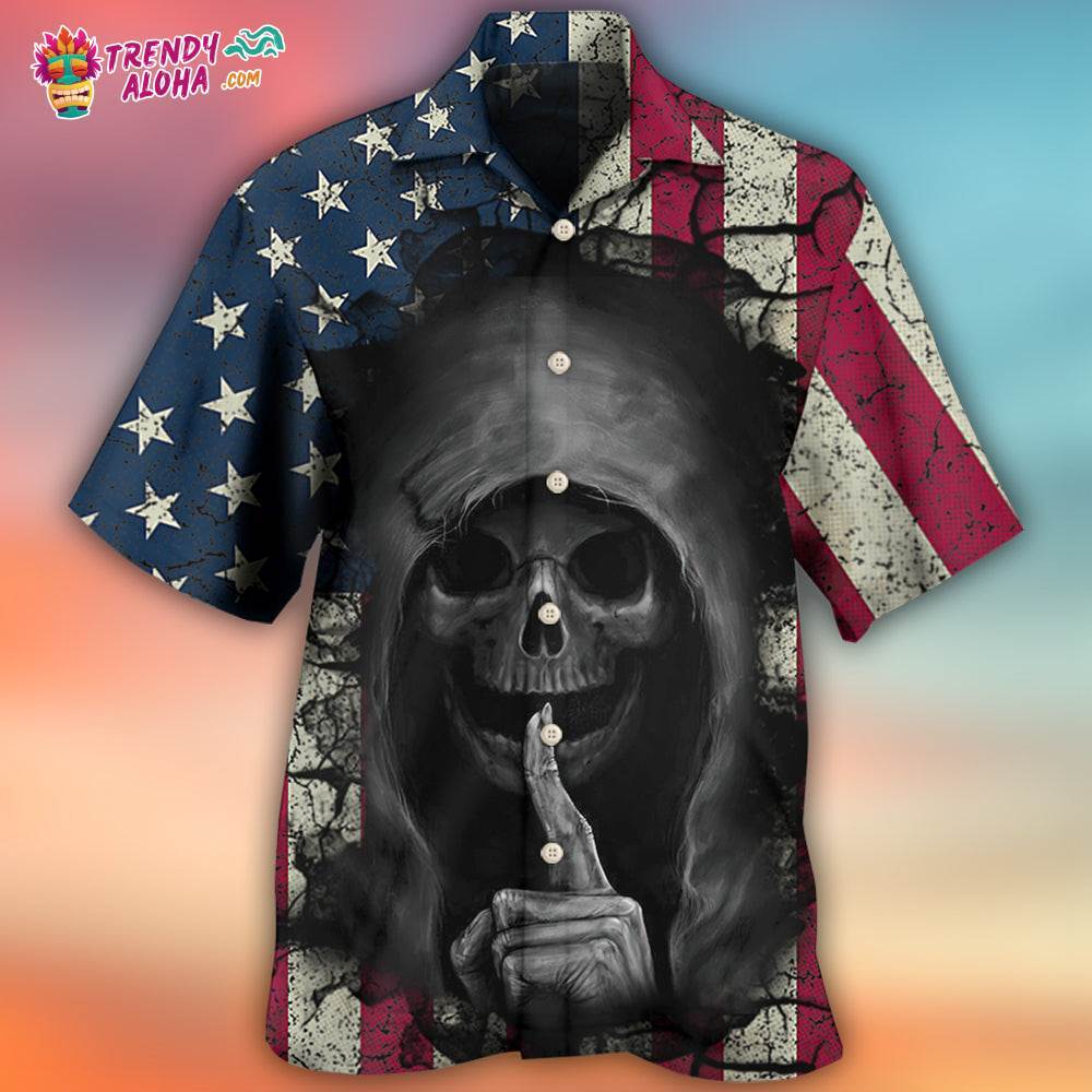 Skull Dark American Flag Vintage Hawaiian Shirt – Trendy Aloha