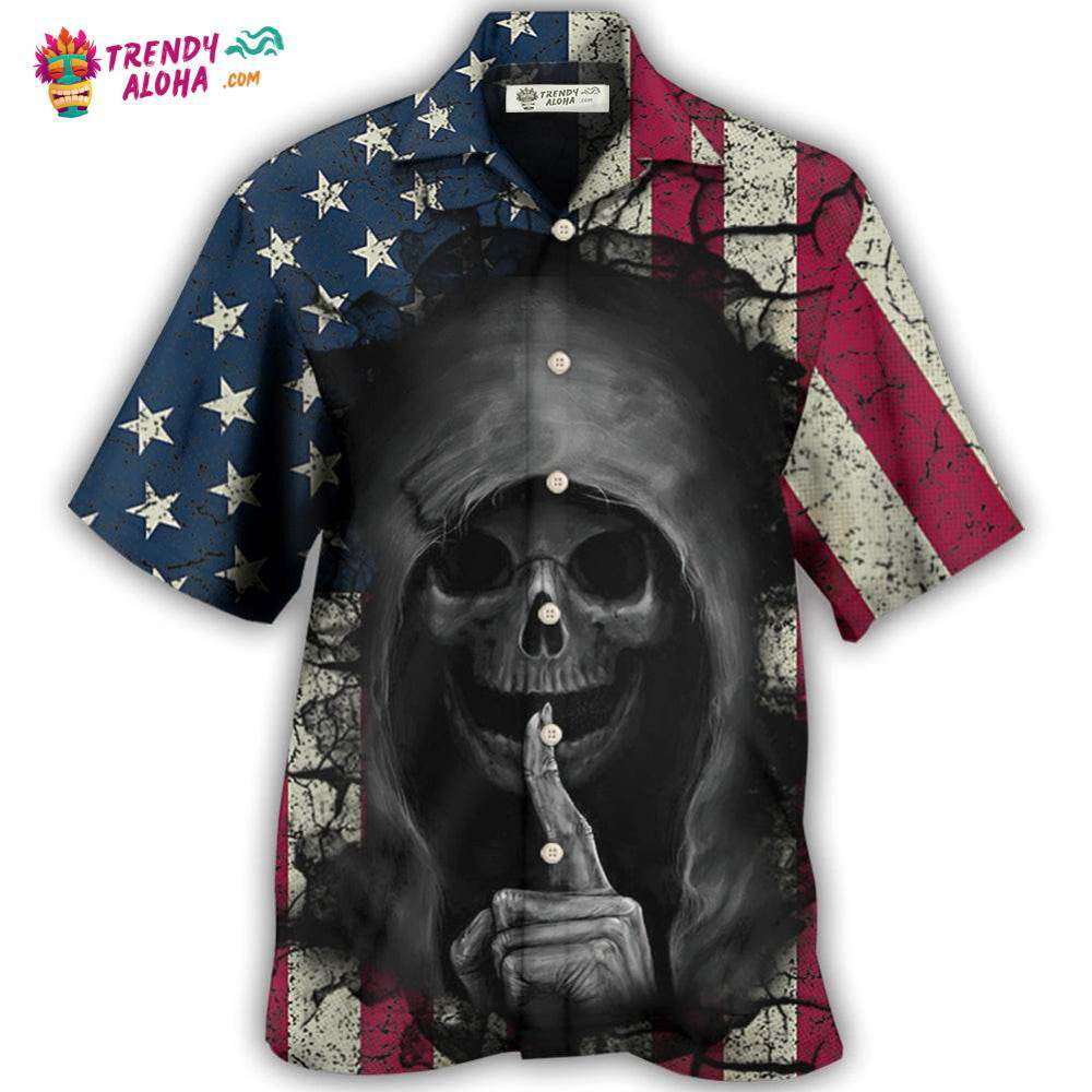 Skull Dark American Flag Vintage Hawaiian Shirt – Trendy Aloha