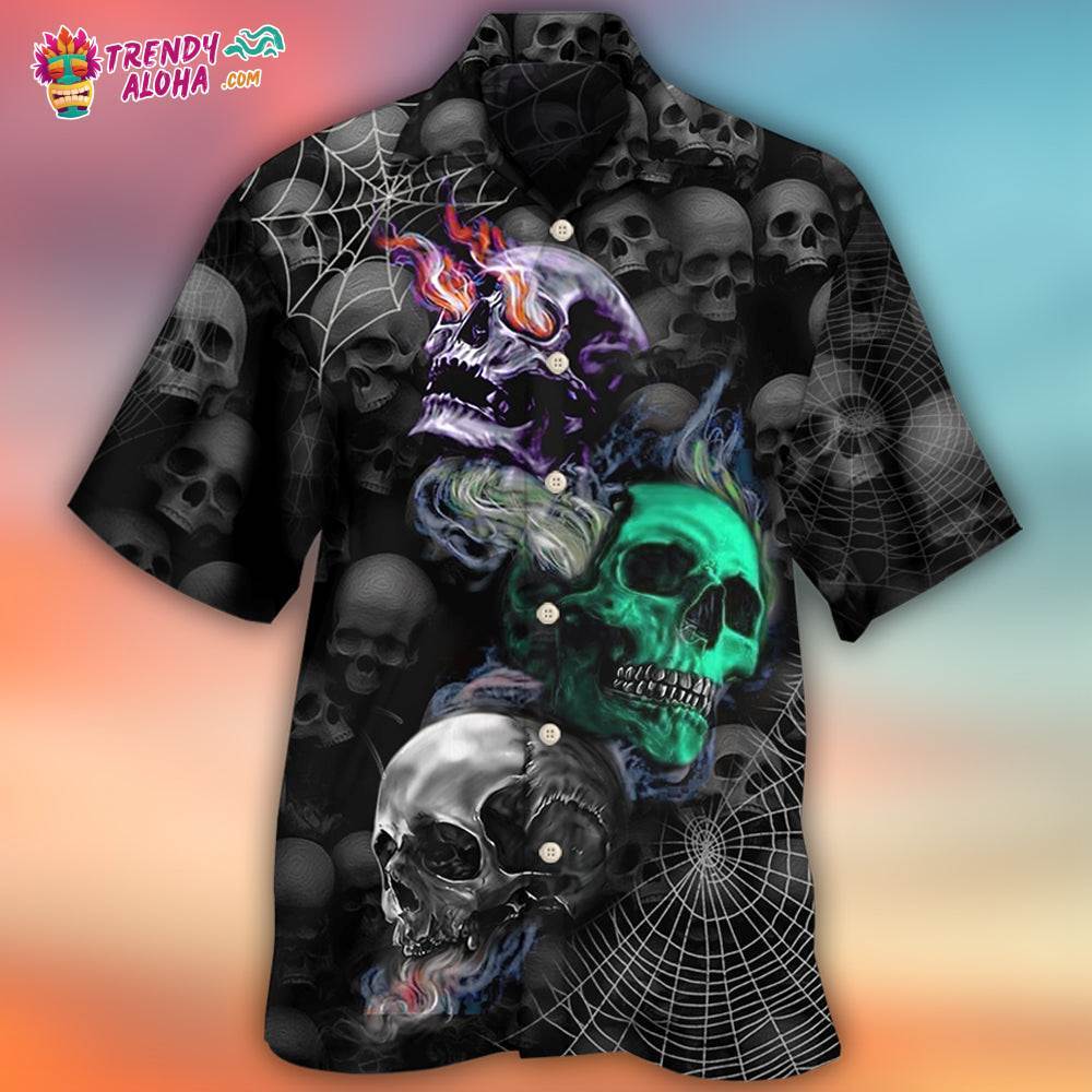 Skull Dark Colorful Burning Hawaiian Shirt – Trendy Aloha