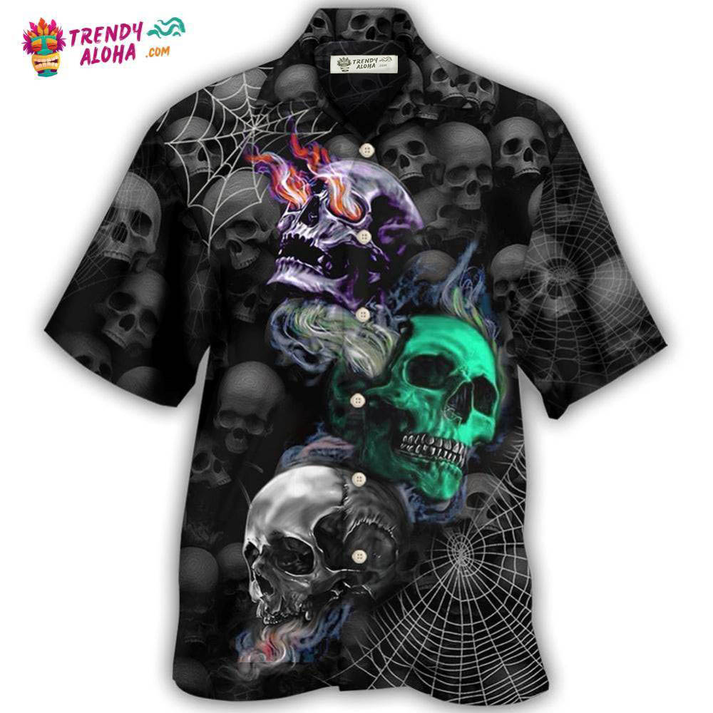 Skull Dark Colorful Burning Hawaiian Shirt – Trendy Aloha Skull Dark Colorful Burning Hawaiian Shirt – Trendy Aloha