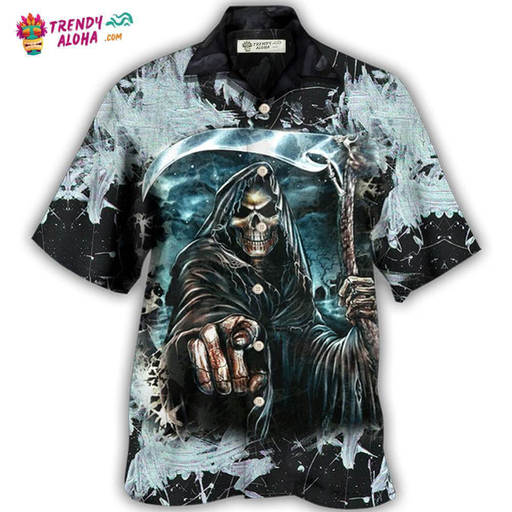Skull Dark Death Scythe Hawaiian Shirt – Trendy Aloha Skull Dark Death Scythe Hawaiian Shirt – Trendy Aloha