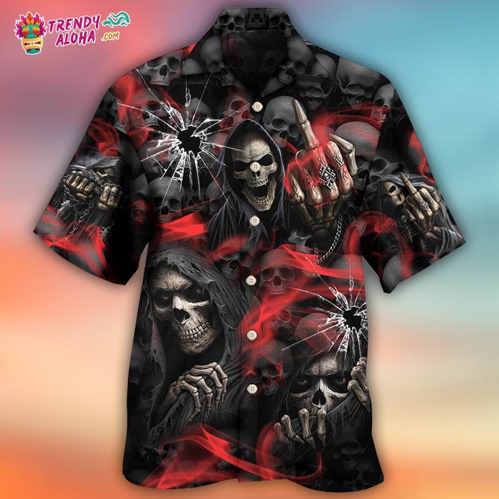 Skull Dark Red Smoke Hawaiian Shirt – Trendy Aloha