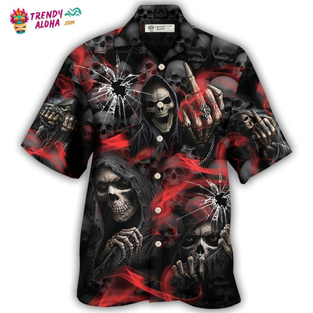 Skull Dark Red Smoke Hawaiian Shirt – Trendy Aloha