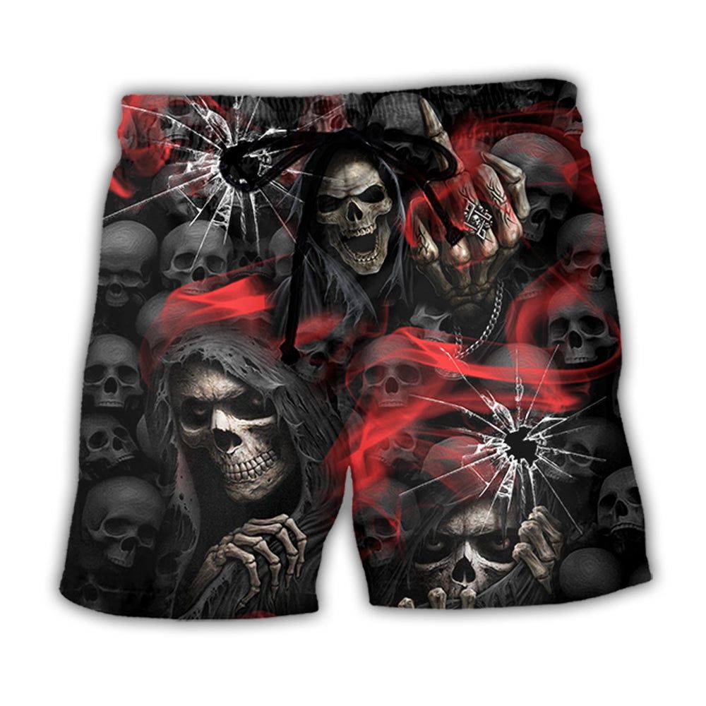 Skull Dark Red Smoke Trendy Aloha Hawaiian Beach Shorts Skull Dark Red Smoke Trendy Aloha Hawaiian Beach Shorts