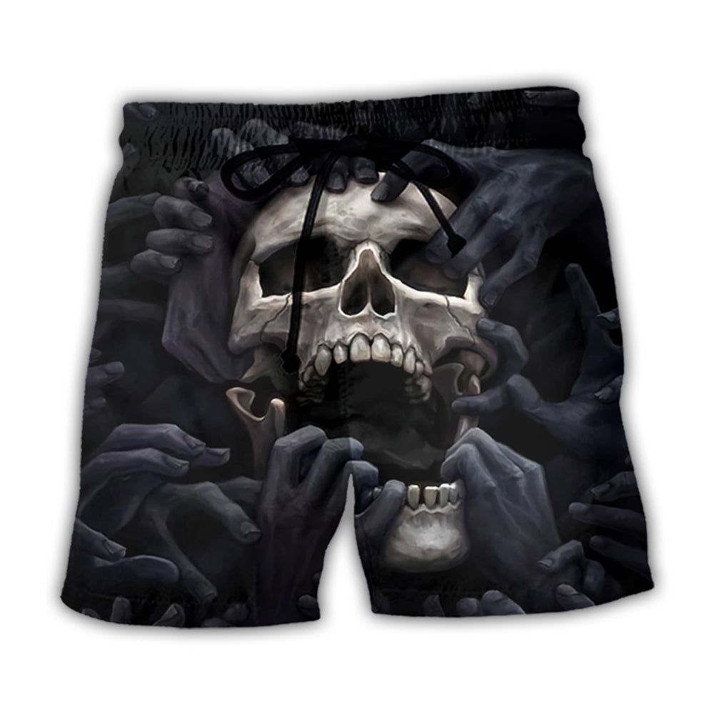 Skull Dark Screaming Hell’s Hand Trendy Aloha Hawaiian Beach Shorts Skull Dark Screaming Hell’s Hand Trendy Aloha Hawaiian Beach Shorts