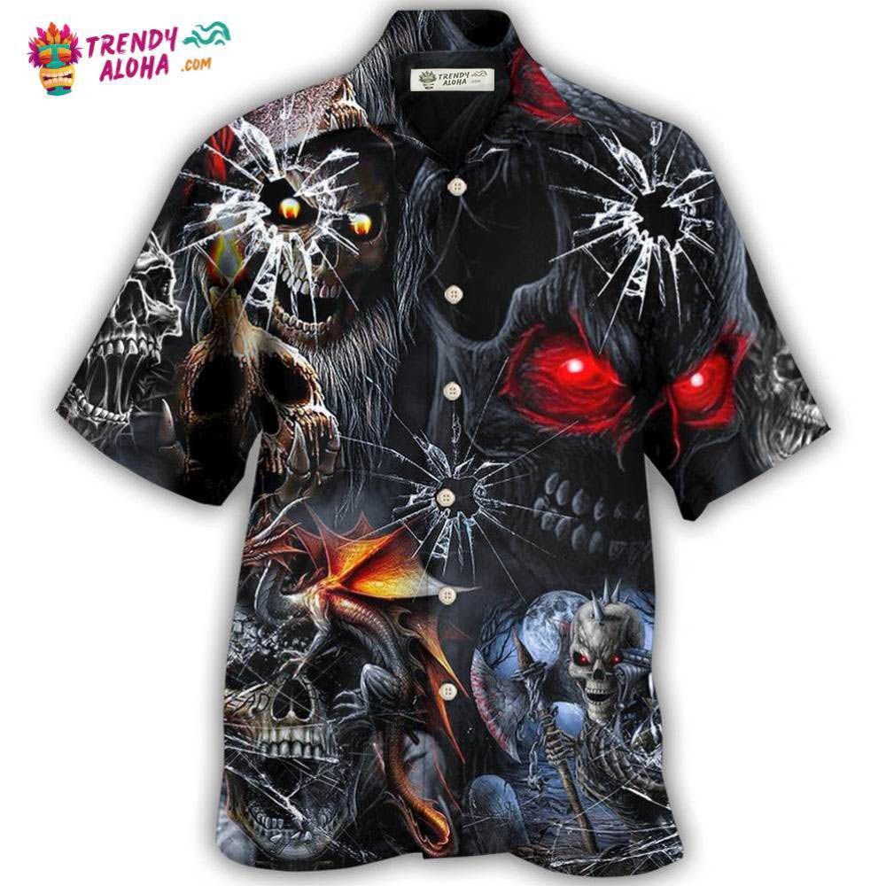 Skull Dark Skull Style Hawaiian Shirt – Trendy Aloha Skull Dark Skull Style Hawaiian Shirt – Trendy Aloha