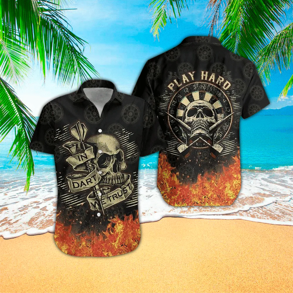 Skull Dart Play Hard Trendy Hawaiian Shirt, Perfect Skull Clothing, Gift For Skull Lovers, Trendy Hawaiian Shirt For Men, Women, Adult