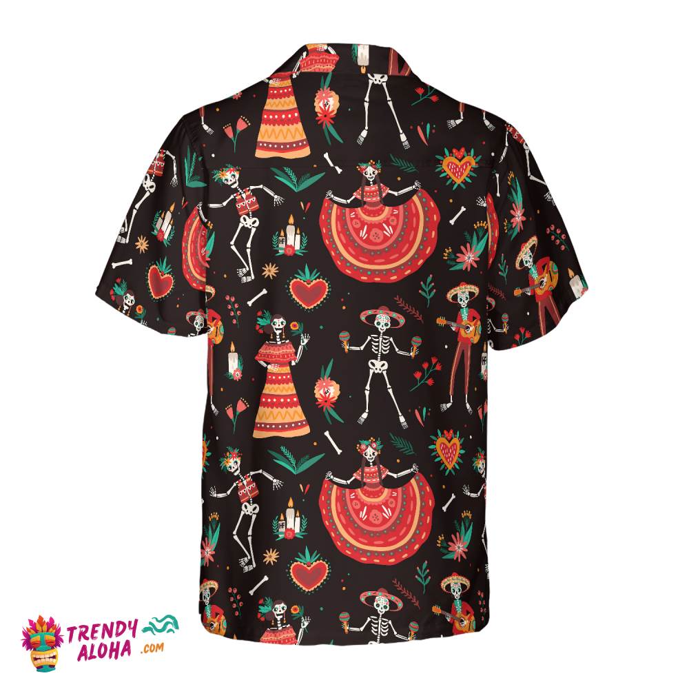 Skull Day Of The Dead Flower Hawaiian Shirt