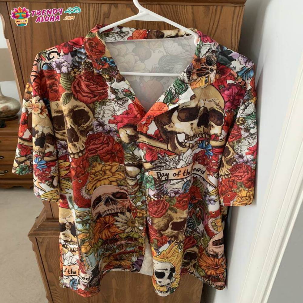 Skull Day Of The Dead Flower Skull Hawaiian Shirt – Trendy Aloha