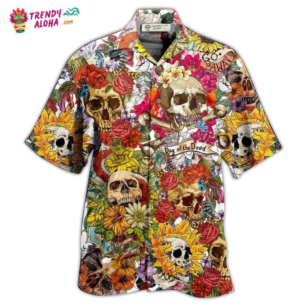 Skull Day Of The Dead Flower Skull Hawaiian Shirt – Trendy Aloha