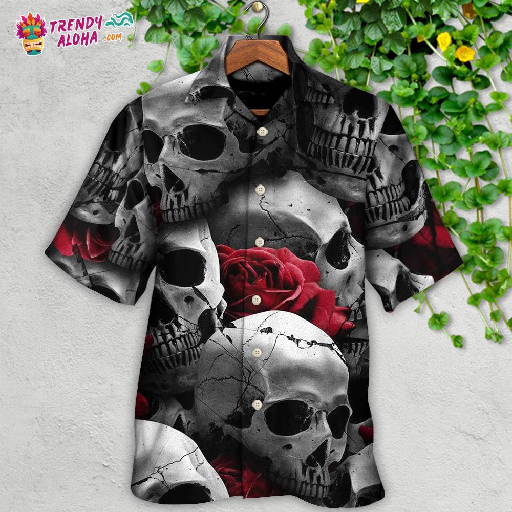 Skull Death Love Rose Hawaiian Shirt – Trendy Aloha