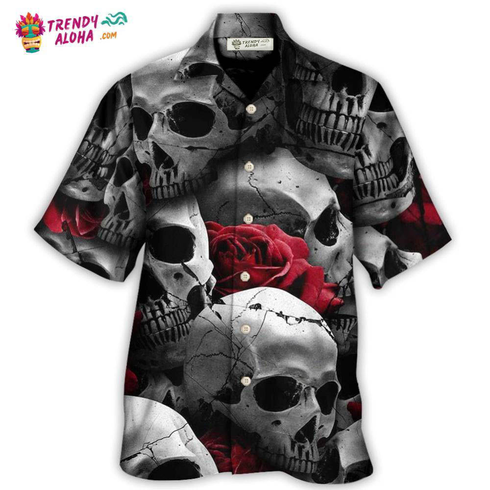 Skull Death Love Rose Hawaiian Shirt – Trendy Aloha Skull Death Love Rose Hawaiian Shirt – Trendy Aloha