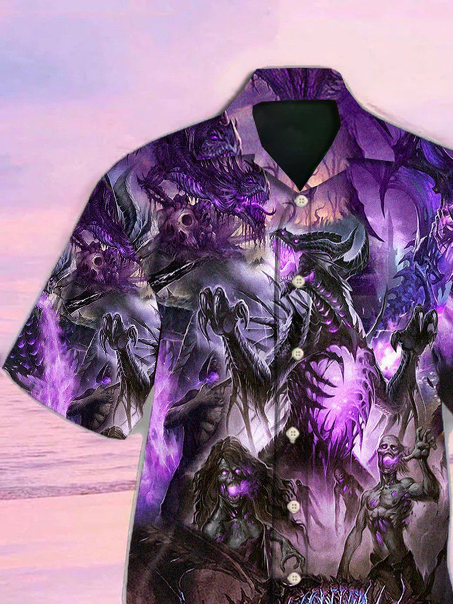Skull Dragon Love Life Purple Hawaiian Shirt