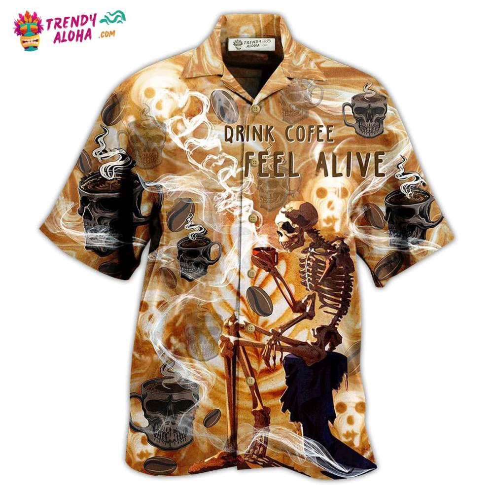 Skull Drink Coffee Feel Alive Hawaiian Shirt – Trendy Aloha Skull Drink Coffee Feel Alive Hawaiian Shirt – Trendy Aloha