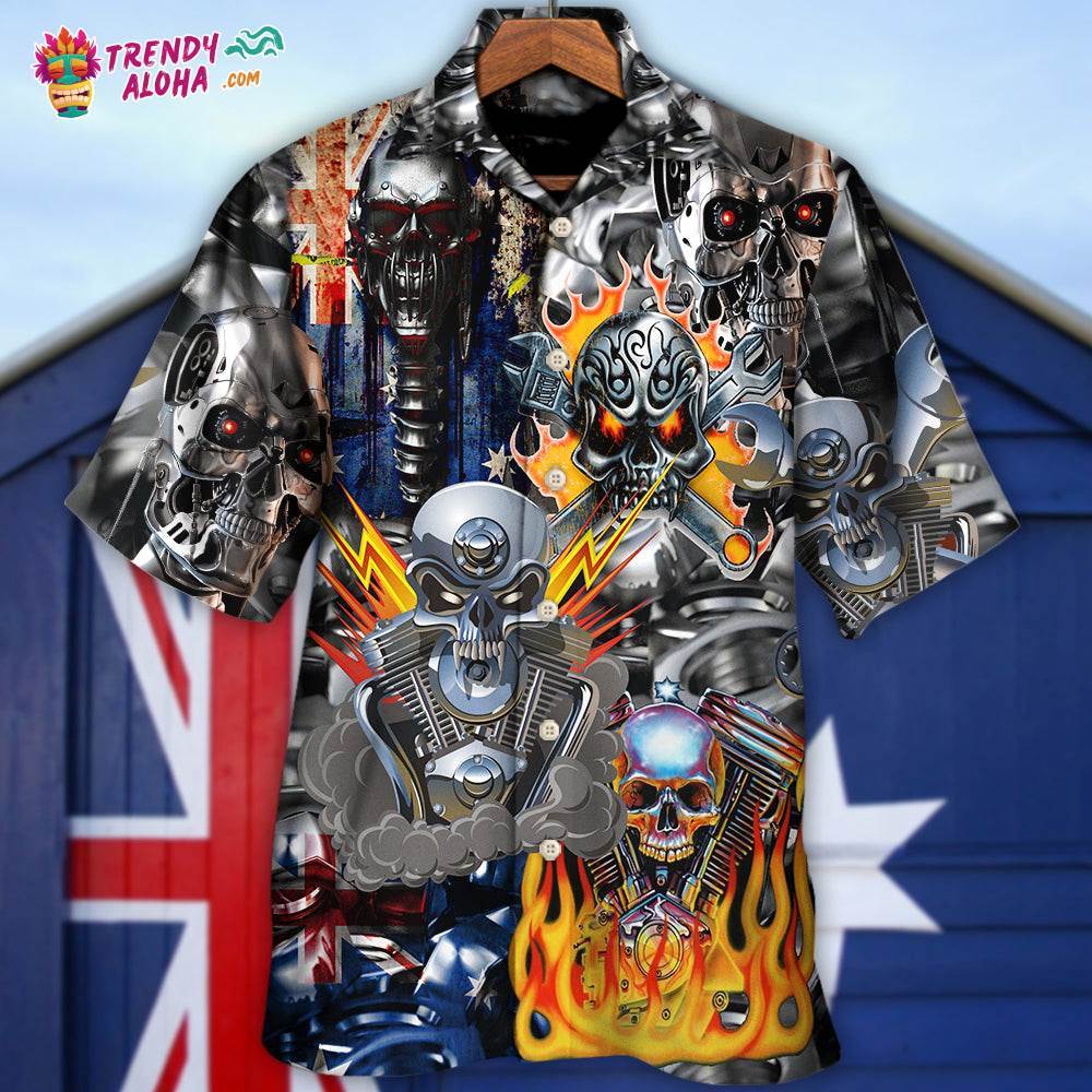Skull Engine Piston Don’T Fix Me Australia Hawaiian Shirt – Trendy Aloha