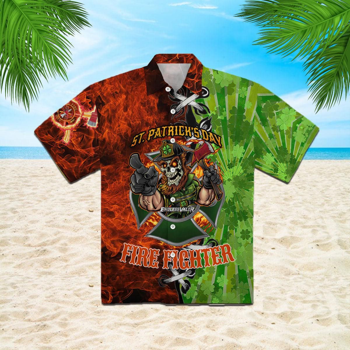 Skull Firefighter St Patrick’s Day Trendy Hawaiian Shirt