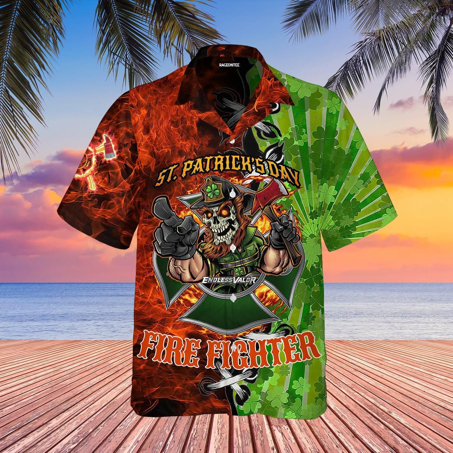 Skull Firefighter St Patrick’s Day Trendy Hawaiian Shirt