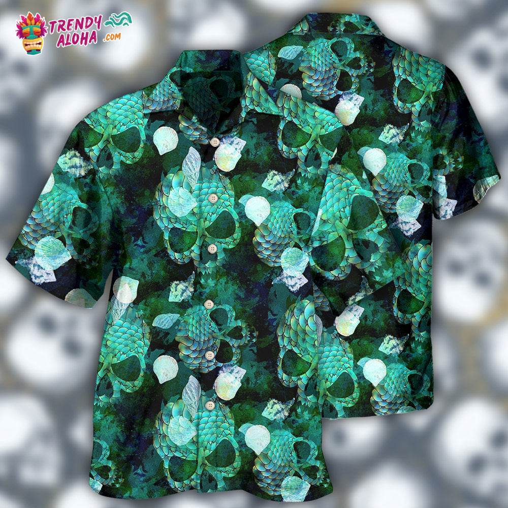 Skull Fish Green Style Hawaiian Shirt – Trendy Aloha