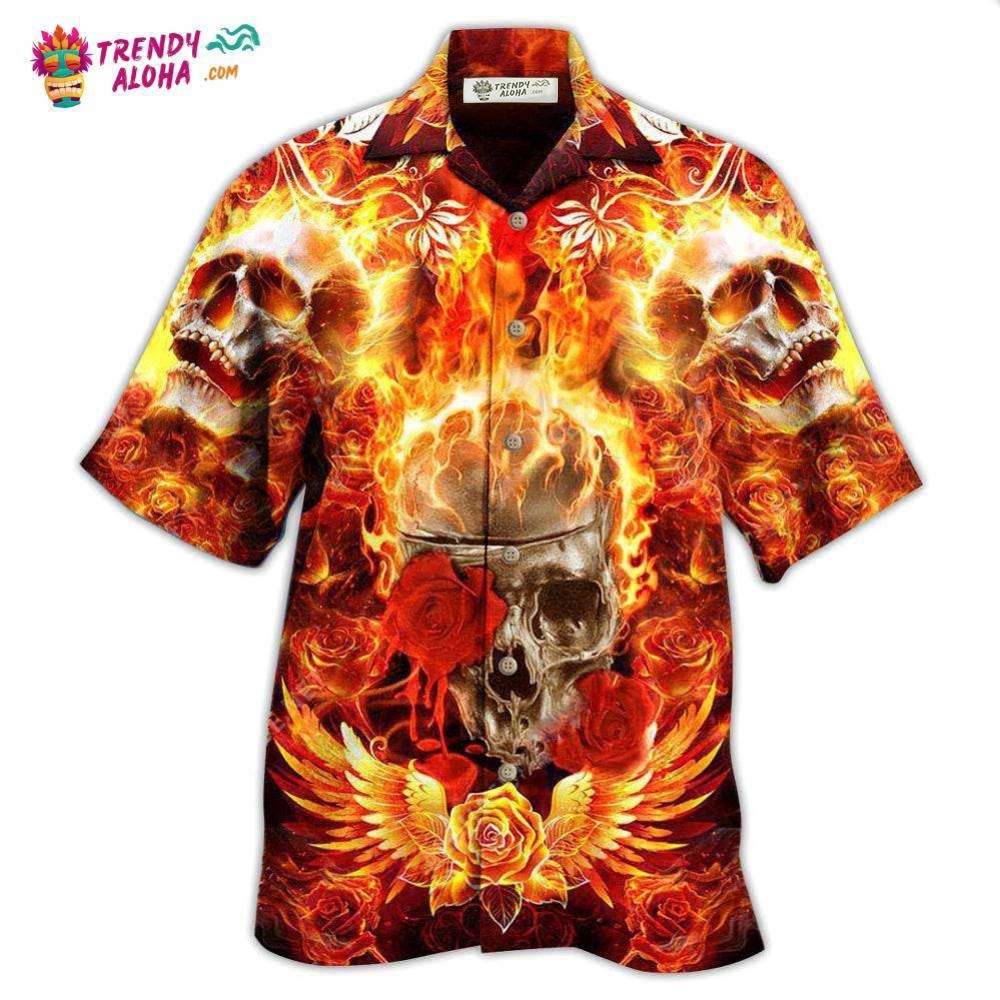 Skull Flaming Rose Hawaiian Shirt – Trendy Aloha Skull Flaming Rose Hawaiian Shirt – Trendy Aloha