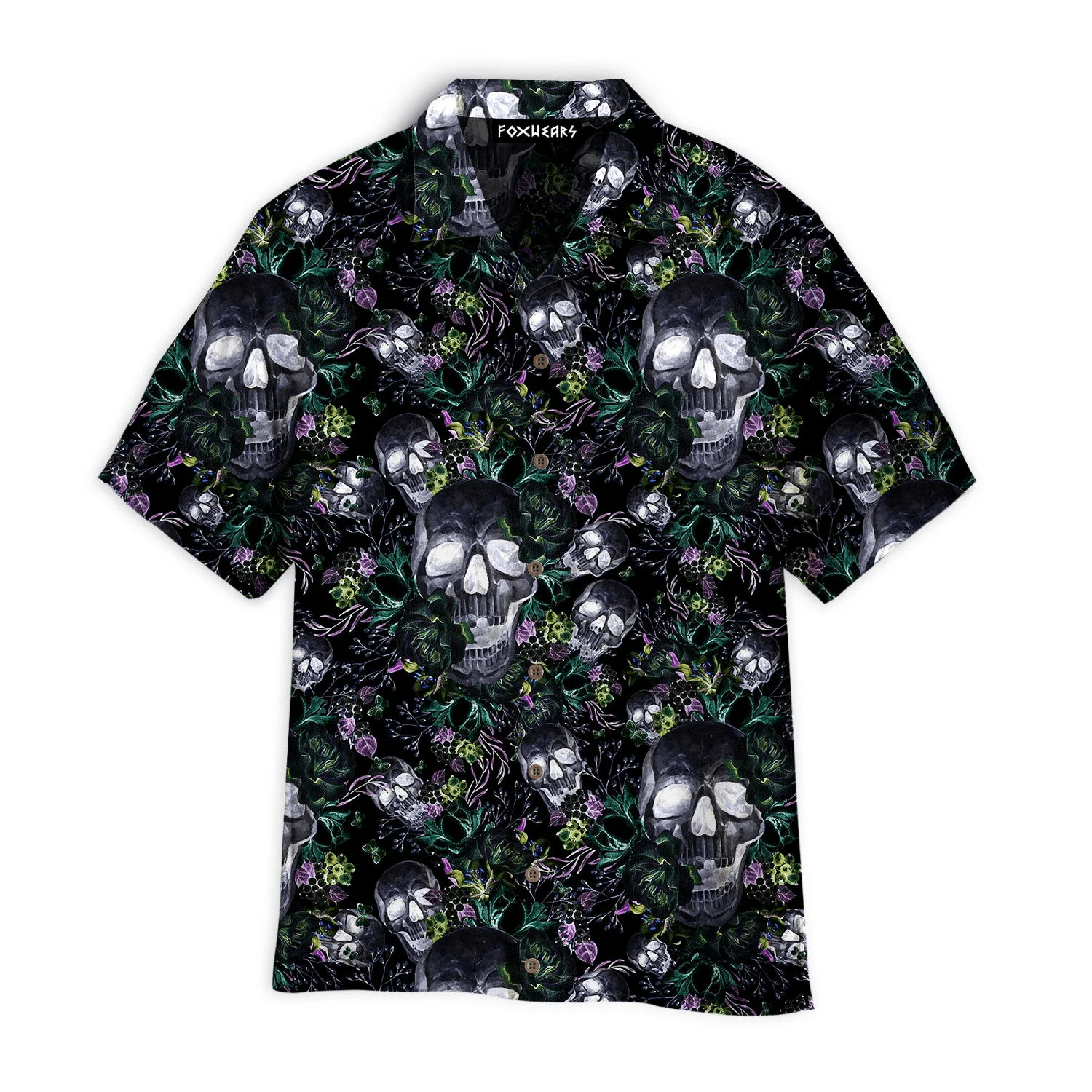 Skull Florals Halloween Style Pattern Hawaiian Shirt