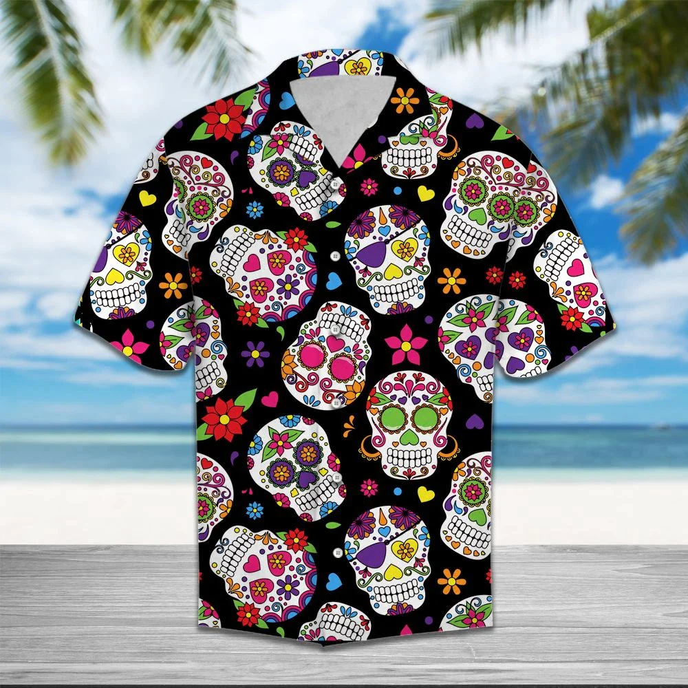 Skull Flower Trendy Hawaiian Shirt
